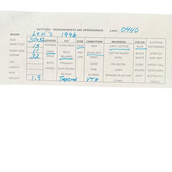 VTG Levis 550 Relaxed Fit Tapered Leg Jeans Mens W30 L32 Light Wash Y2K 1996 - Picture 4 of 12